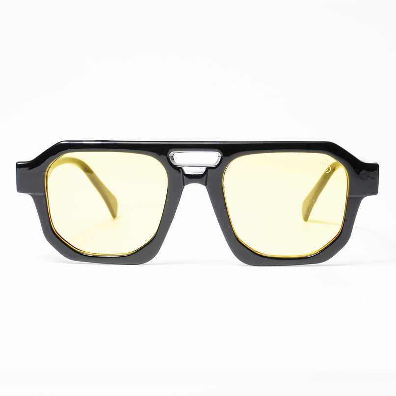 Eyejack Solar Square Sunglasses for Men & Women (Yellow Lens | Shine Black Frame - 3753CL508-C3)