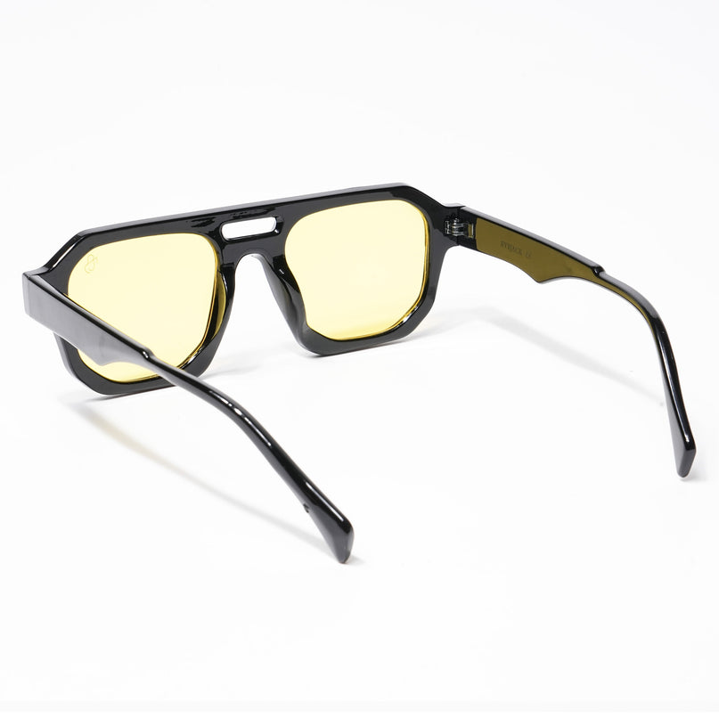 Eyejack Solar Square Sunglasses for Men & Women (Yellow Lens | Shine Black Frame - 3753CL508-C3)
