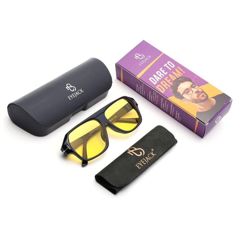 BEAM - Shine Black Square Sunglasses I Yellow Lens - 3793CL514-C3