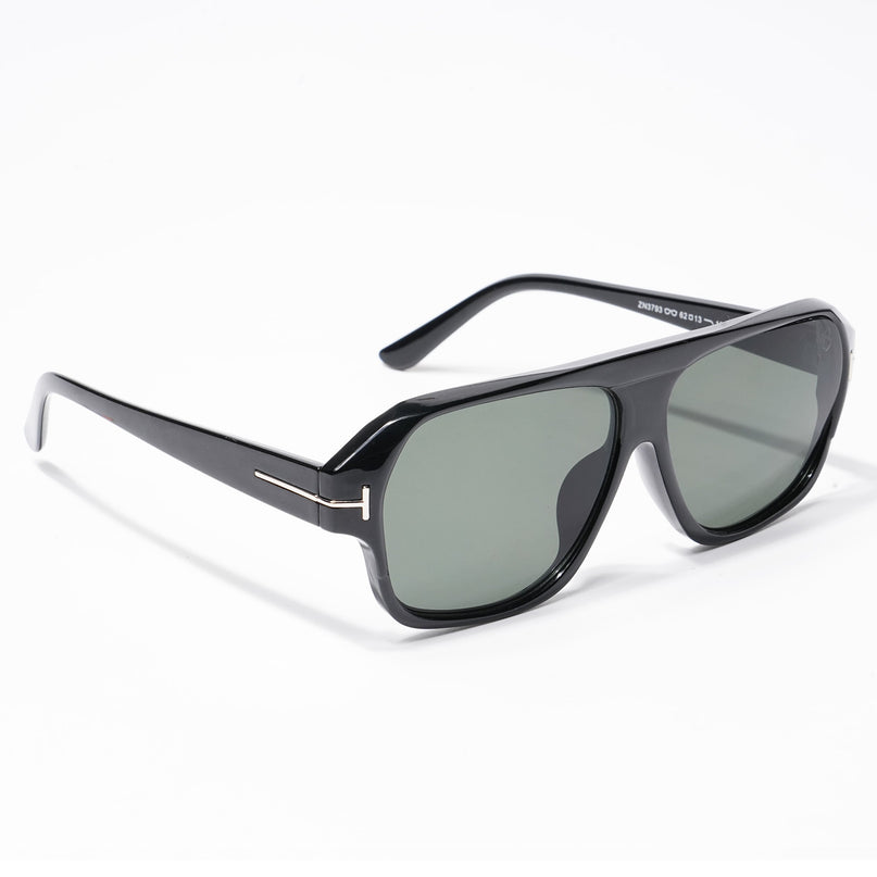 BEAM - Shine Black Square Sunglasses I Green Lens - 3793CL515-C4