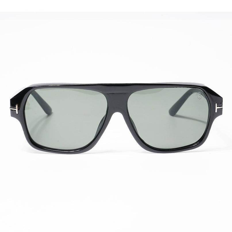 BEAM - Shine Black Square Sunglasses I Green Lens - 3793CL515-C4