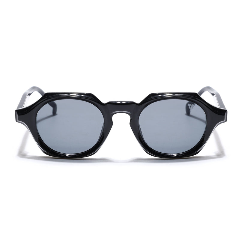 Hexagonal Sunglasses for Men & Women (Black Lens | Black Frame - MG7673)