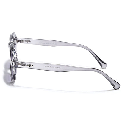 Hexagonal Sunglasses for Men & Women (Grey & Clear Lens | Transparent Grey Frame - MG7674)