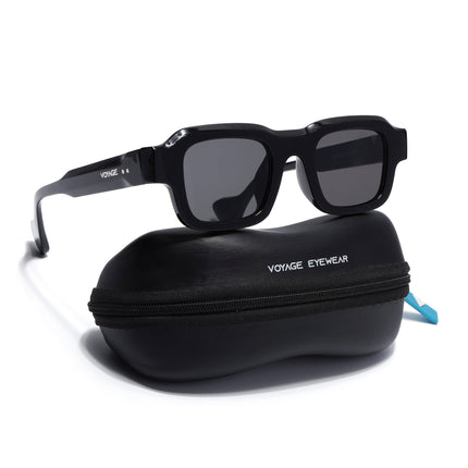 Square Sunglasses for Men & Women (Black Lens | Black Frame - MG7155)