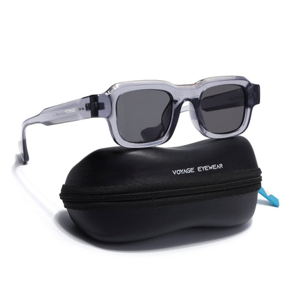 Square Sunglasses for Men & Women (Black Lens | Grey Frame - MG7156)