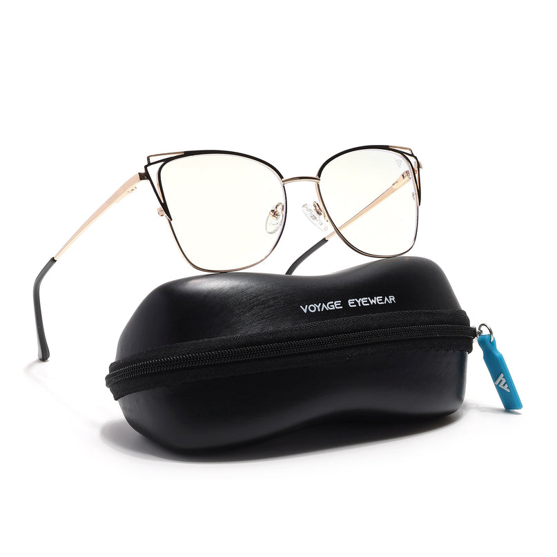 Voyage Glam Golden & Black Cateye Eyeglasses for Women - MG6535-C1