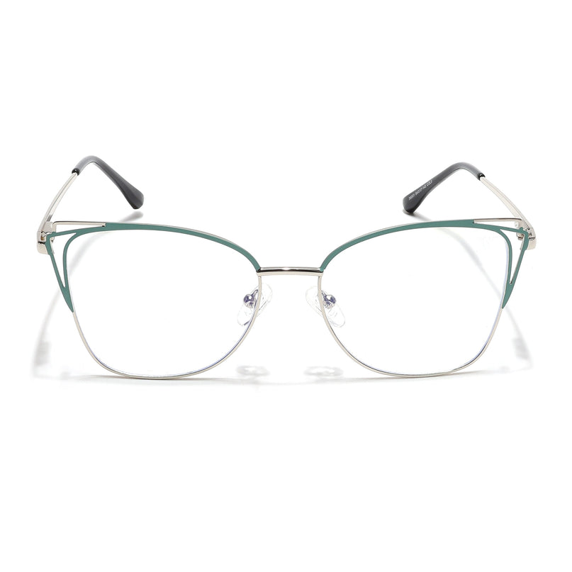Voyage Glam Silver & Green Cateye Eyeglasses for Women - MG6537-C3