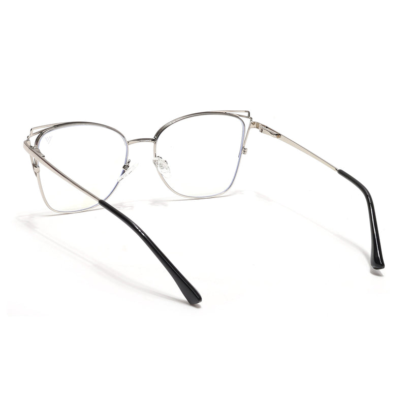 Voyage Glam Silver & Green Cateye Eyeglasses for Women - MG6537-C3