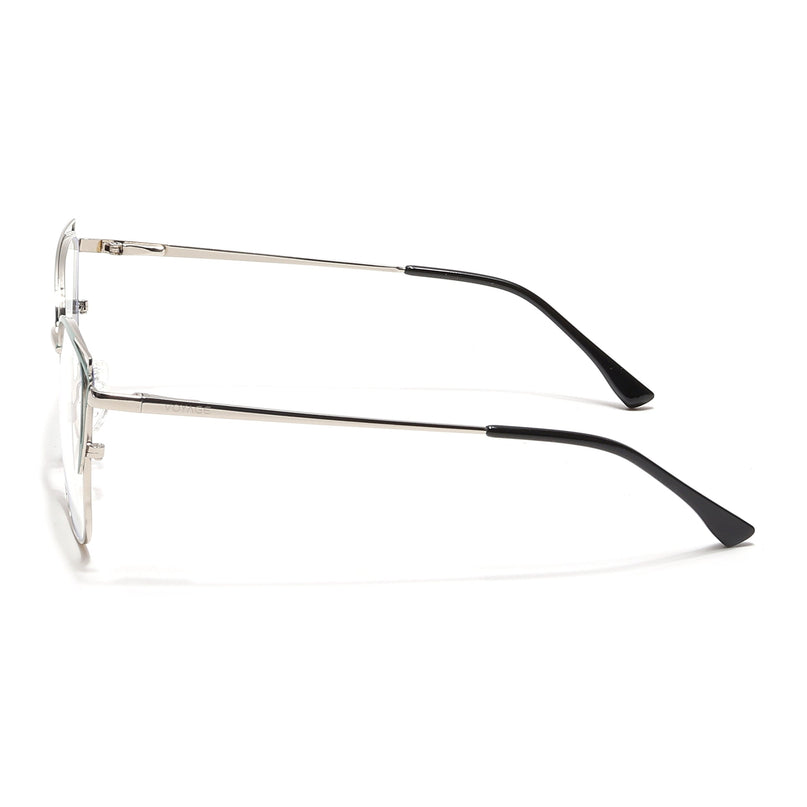 Voyage Glam Silver & Green Cateye Eyeglasses for Women - MG6537-C3