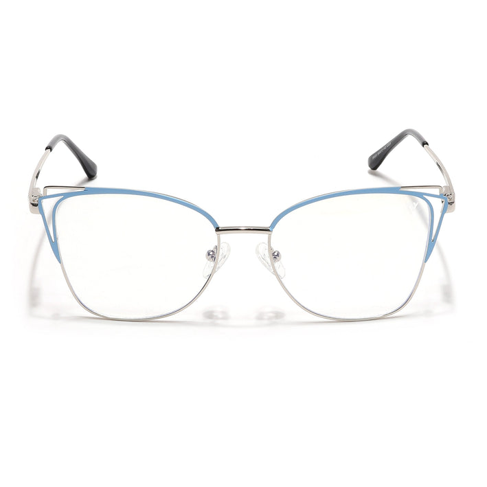 Voyage Glam Silver & Blue Cateye Eyeglasses for Women - MG6538-C4
