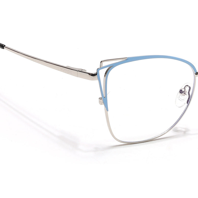 Voyage Glam Silver & Blue Cateye Eyeglasses for Women - MG6538-C4