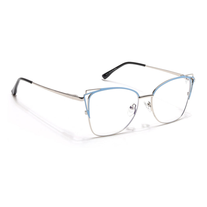 Voyage Glam Silver & Blue Cateye Eyeglasses for Women - MG6538-C4