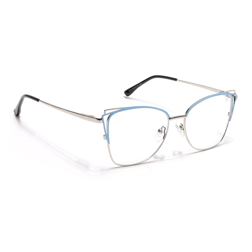 Voyage Glam Silver & Blue Cateye Eyeglasses for Women - MG6538-C4