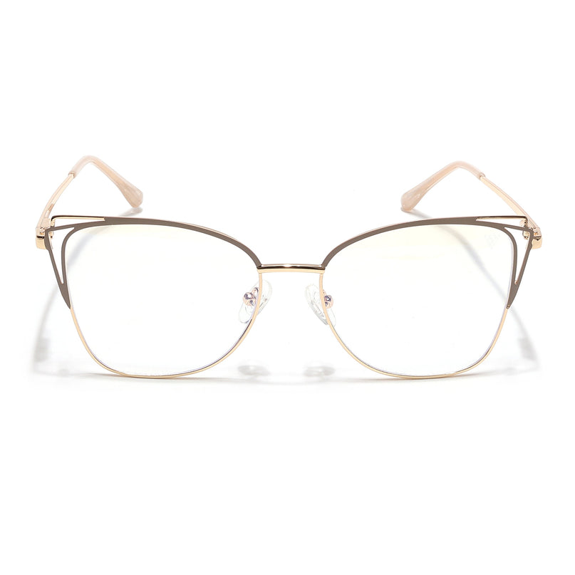 Voyage Glam Golden & Nude Cateye Eyeglasses for Women - MG6539-C5