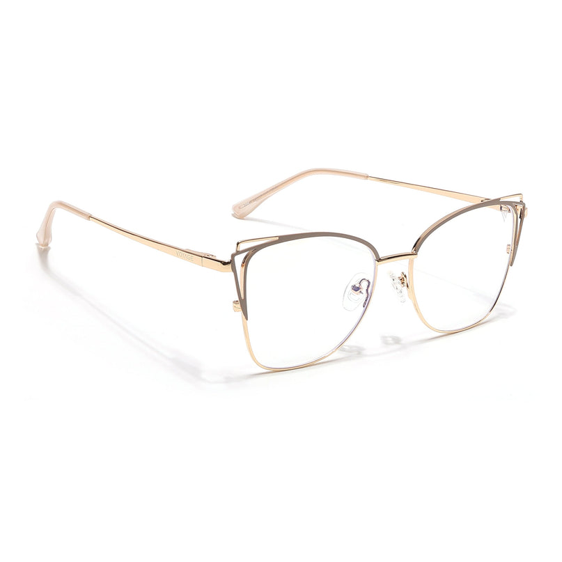 Voyage Glam Golden & Nude Cateye Eyeglasses for Women - MG6539-C5