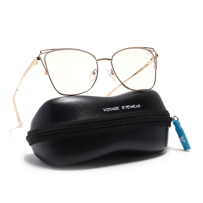 Voyage Glam Golden & Nude Cateye Eyeglasses for Women - MG6539-C5
