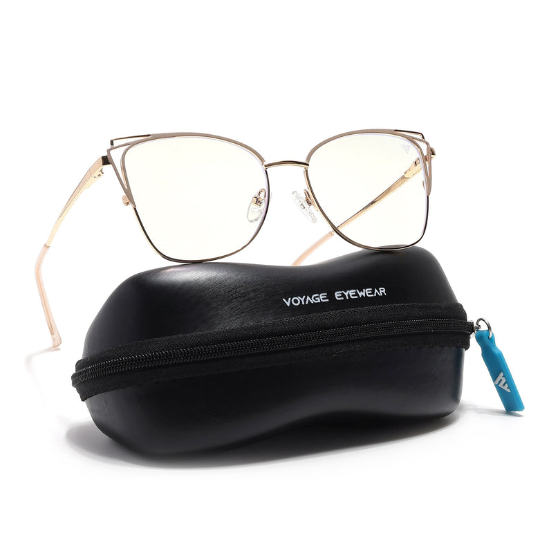 Voyage Glam Golden & Nude Cateye Eyeglasses for Women - MG6539-C5