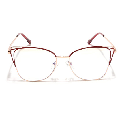Voyage Glam Golden & Red Cateye Eyeglasses for Women - MG6541-C7