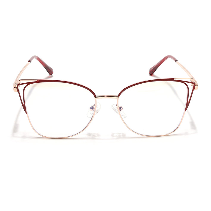 Voyage Glam Golden & Red Cateye Eyeglasses for Women - MG6541-C7