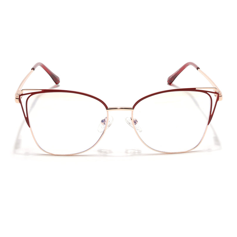 Voyage Glam Golden & Red Cateye Eyeglasses for Women - MG6541-C7