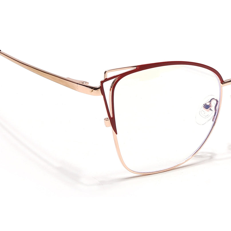 Voyage Glam Golden & Red Cateye Eyeglasses for Women - MG6541-C7