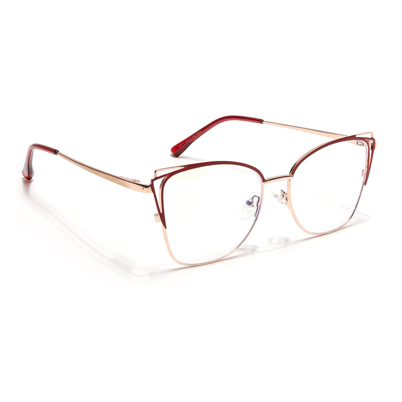 Voyage Glam Golden & Red Cateye Eyeglasses for Women - MG6541-C7