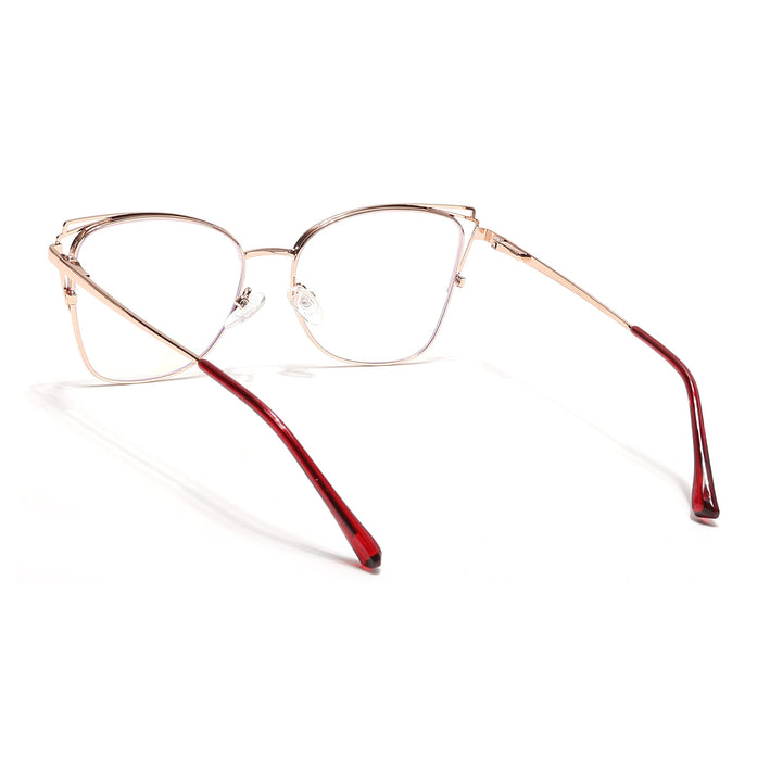 Voyage Glam Golden & Red Cateye Eyeglasses for Women - MG6541-C7