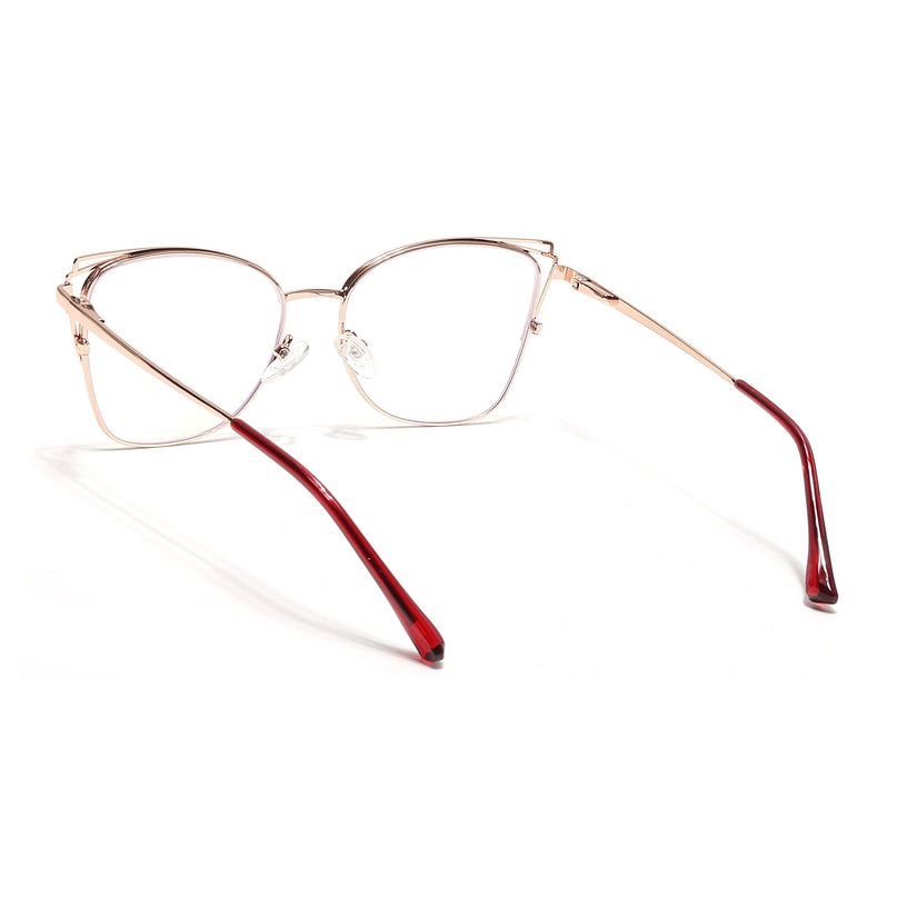 Voyage Glam Golden & Red Cateye Eyeglasses for Women - MG6541-C7