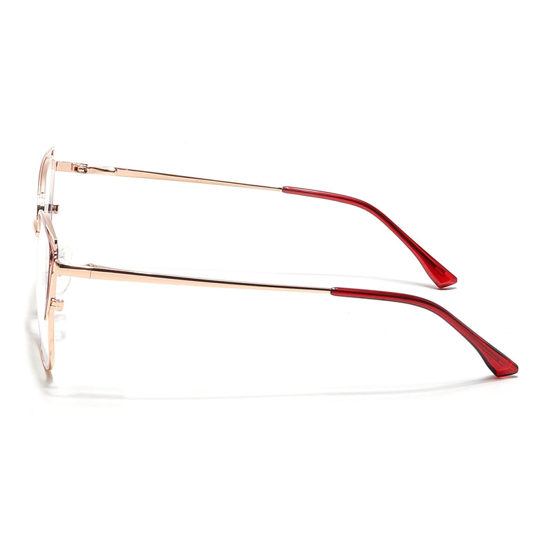 Voyage Glam Golden & Red Cateye Eyeglasses for Women - MG6541-C7