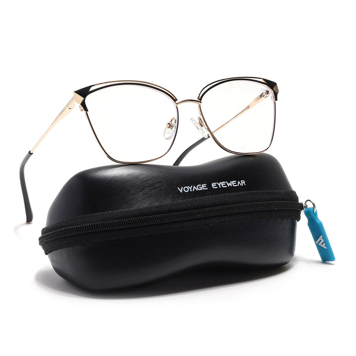 Voyage Glam Golden & Black Cateye Eyeglasses for Women - MG6542-C1