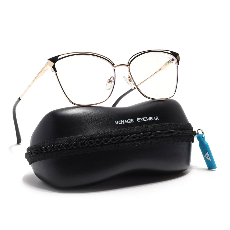 Voyage Glam Golden & Black Cateye Eyeglasses for Women - MG6542-C1