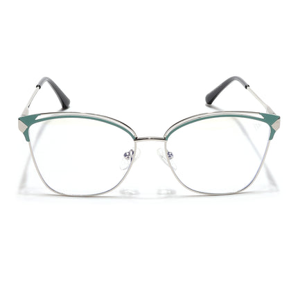 Voyage Glam Silver & Green Cateye Eyeglasses for Women - MG6543-C2