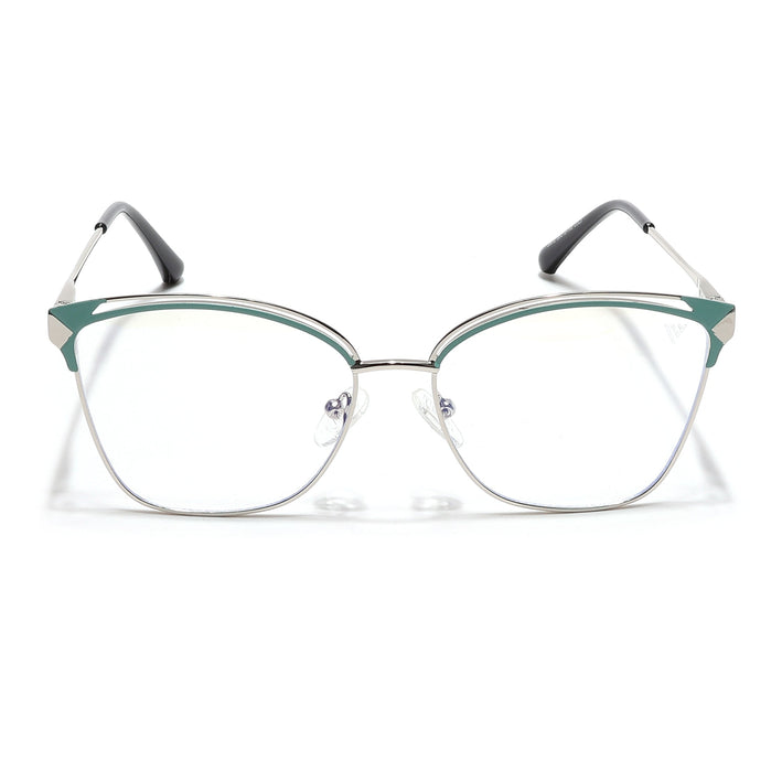 Voyage Glam Silver & Green Cateye Eyeglasses for Women - MG6543-C2