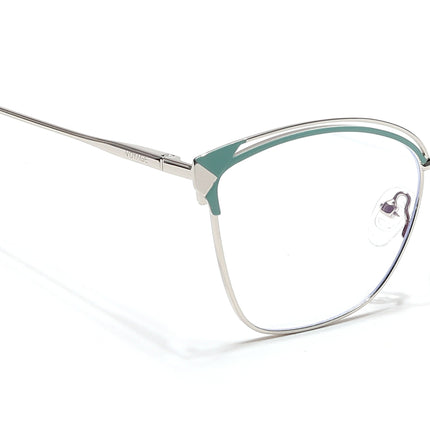 Voyage Glam Silver & Green Cateye Eyeglasses for Women - MG6543-C2