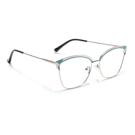 Voyage Glam Silver & Green Cateye Eyeglasses for Women - MG6543-C2