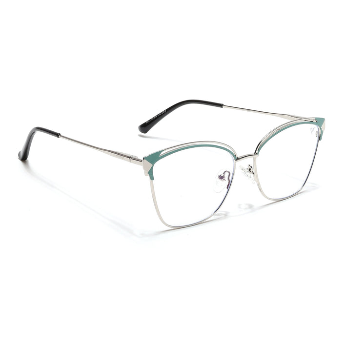 Voyage Glam Silver & Green Cateye Eyeglasses for Women - MG6543-C2