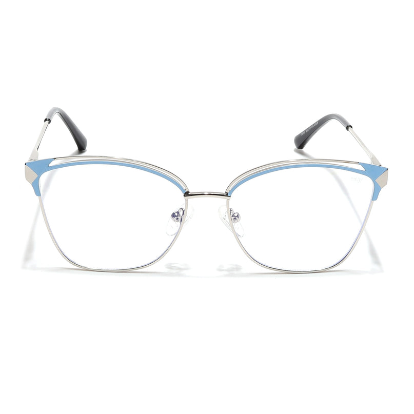 Voyage Glam Silver & Blue Cateye Eyeglasses for Women - MG6544-C3