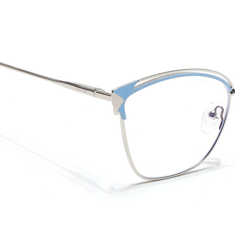 Voyage Glam Silver & Blue Cateye Eyeglasses for Women - MG6544-C3