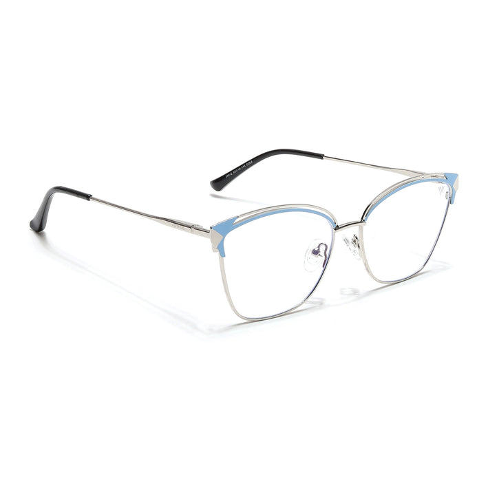 Voyage Glam Silver & Blue Cateye Eyeglasses for Women - MG6544-C3