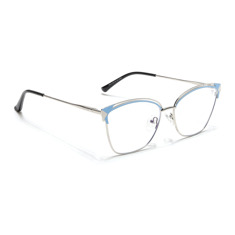 Voyage Glam Silver & Blue Cateye Eyeglasses for Women - MG6544-C3
