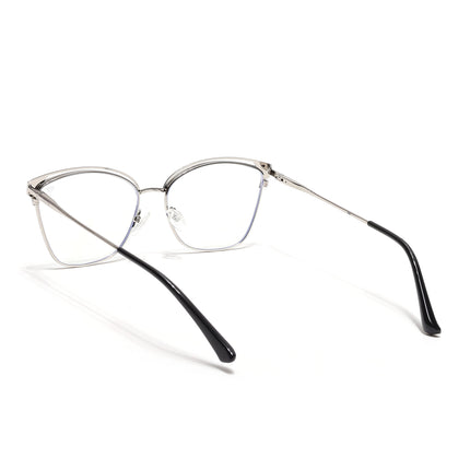 Voyage Glam Silver & Blue Cateye Eyeglasses for Women - MG6544-C3