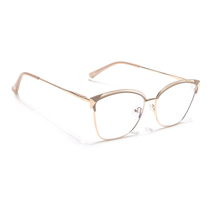 Voyage Glam Golden & Nude Cateye Eyeglasses for Women - MG6545-C4