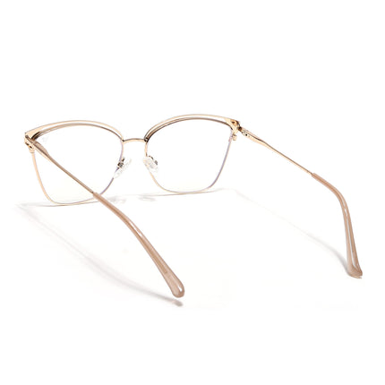 Voyage Glam Golden & Nude Cateye Eyeglasses for Women - MG6545-C4