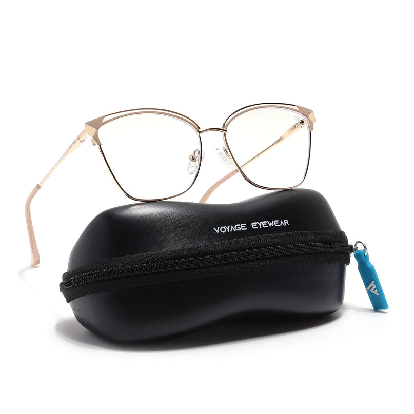 Voyage Glam Golden & Nude Cateye Eyeglasses for Women - MG6545-C4