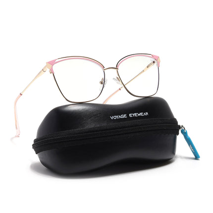 Voyage Glam Golden & Pink Cateye Eyeglasses for Women - MG6546-C5