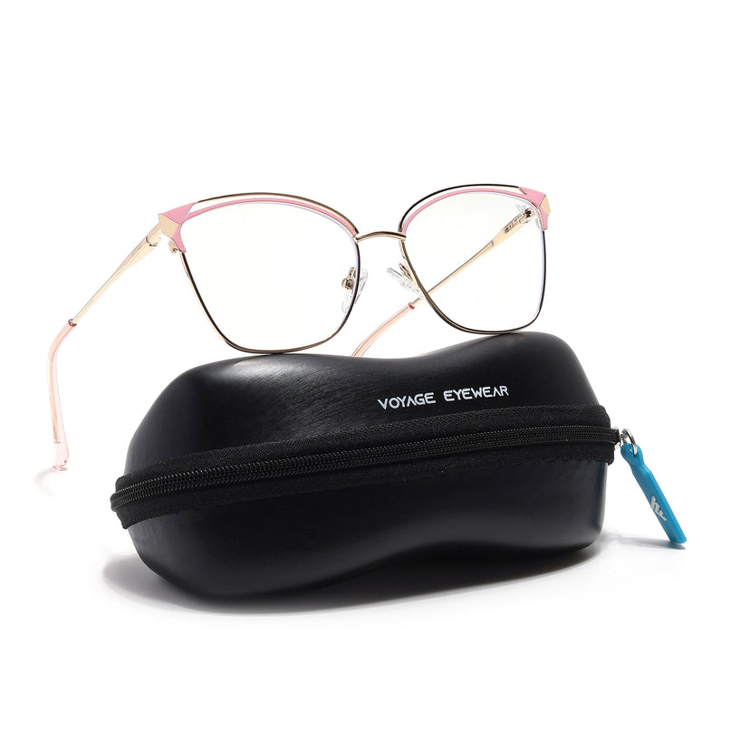 Voyage Glam Golden & Pink Cateye Eyeglasses for Women - MG6546-C5