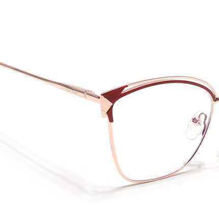 Voyage Glam Golden & Red Cateye Eyeglasses for Women - MG6547-C6