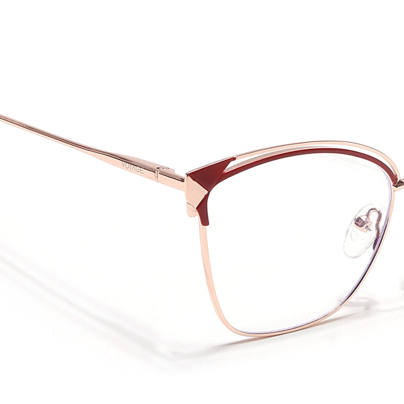 Voyage Glam Golden & Red Cateye Eyeglasses for Women - MG6547-C6