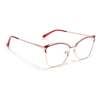 Voyage Glam Golden & Red Cateye Eyeglasses for Women - MG6547-C6