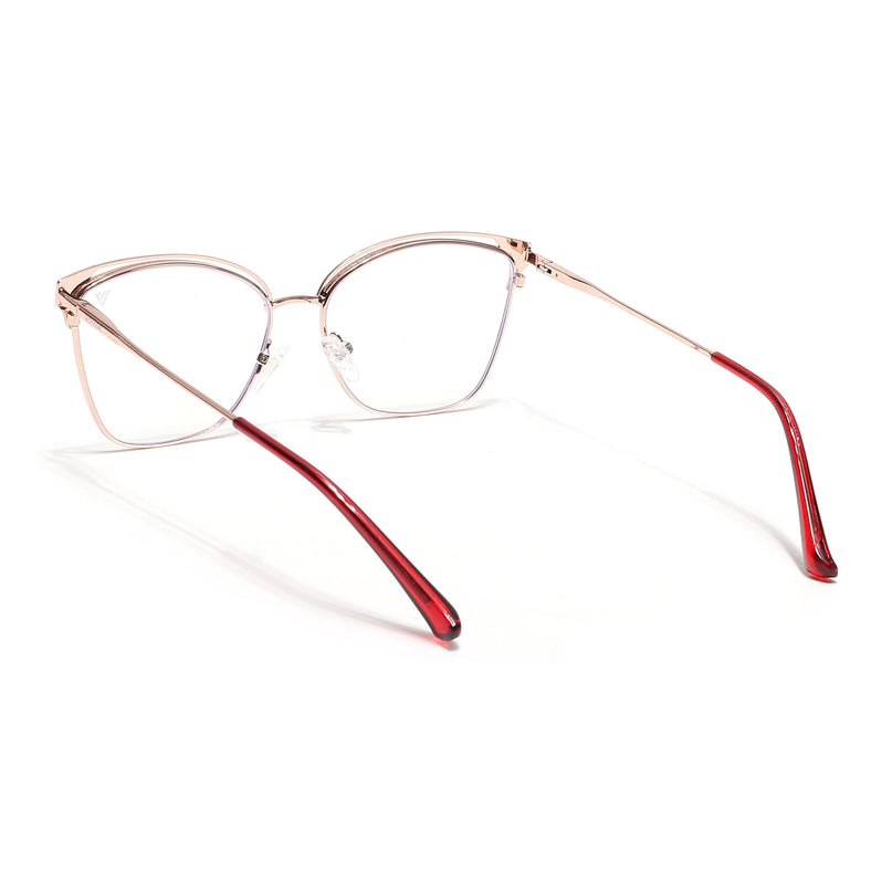 Voyage Glam Golden & Red Cateye Eyeglasses for Women - MG6547-C6